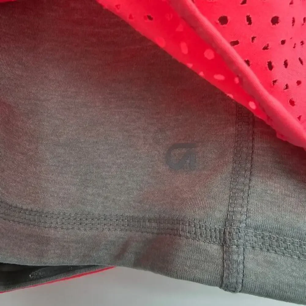 Gap Girls Active Perforated Eyelet Layer Built-In Biker Shorts Bright Pink Gray